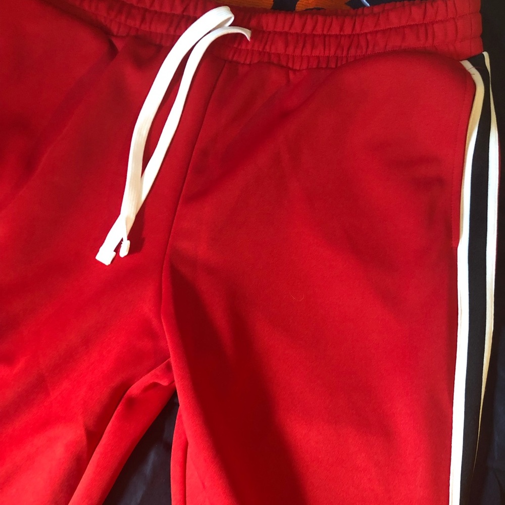 Red stripped joggers